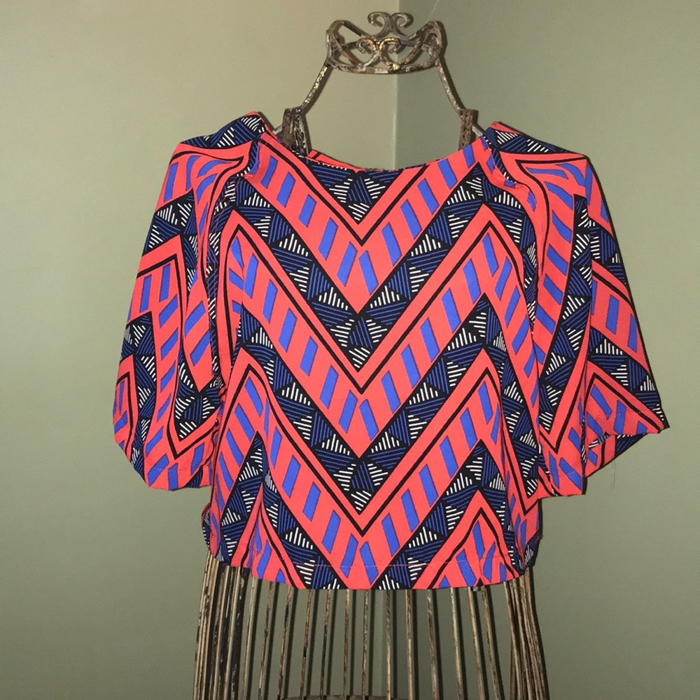 Funky Geometric Cropped Blouse - Size M
